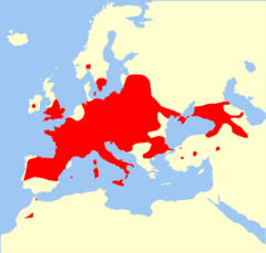 Mapa de distribución de Barbastella barbastellus.
