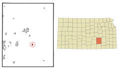 Ubicación en el condado de Butler en KansasUbicación de Kansas en EE. UU.