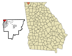 Catoosa County Georgia Incorporated and Unincorporated areas Lakeview Highlighted.svg