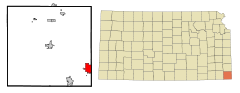 Ubicación en el condado de Cherokee en KansasUbicación de Kansas en EE. UU.