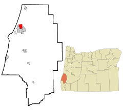 Ubicación en el condado de Coos en el estado de Oregón Ubicación de Oregón en EE. UU.