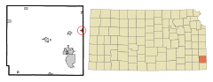 Ubicación en el condado de Crawford en KansasUbicación de Kansas en EE. UU.