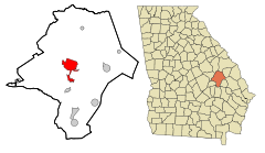Emanuel County Georgia Incorporated and Unincorporated areas Swainsboro Highlighted.svg