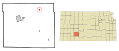 Ubicación en el condado de Ford en KansasUbicación de Kansas en EE. UU.
