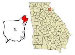 Franklin County Georgia Incorporated and Unincorporated areas Gumlog Highlighted.svg