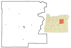 Ubicación en el condado de Grant en el estado de Oregón Ubicación de Oregón en EE. UU.