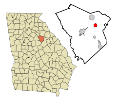 Greene County Georgia Incorporated and Unincorporated areas Union Point Highlighted.svg