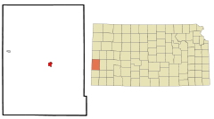 Ubicación en el condado de Hamilton en KansasUbicación de Kansas en EE. UU.