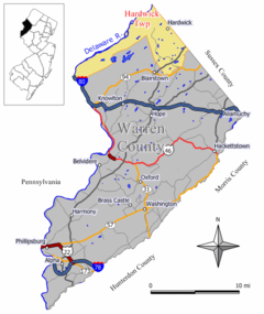 Ubicación en el condado de Warren en Nueva JerseyUbicación de Nueva Jersey en EE. UU.