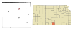 Ubicación en el condado de Harper en KansasUbicación de Kansas en EE. UU.