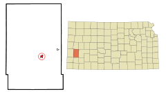 Ubicación en el condado de Kearny en KansasUbicación de Kansas en EE. UU.