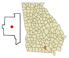 Lanier County Georgia Incorporated and Unincorporated areas Lakeland Highlighted.svg