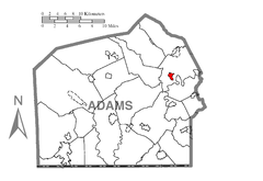Ubicación en el condado de AdamsUbicación del condado en PensilvaniaUbicación de Pensilvania en EE. UU.