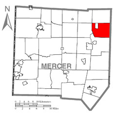 Ubicación en el condado de MercerUbicación del condado en PensilvaniaUbicación de Pensilvania en EE. UU.
