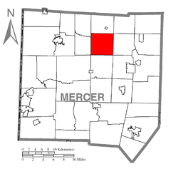 Ubicación en el condado de MercerUbicación del condado en PensilvaniaUbicación de Pensilvania en EE. UU.