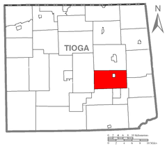 Ubicación en el condado de TiogaUbicación del condado en PensilvaniaUbicación de Pensilvania en EE. UU.