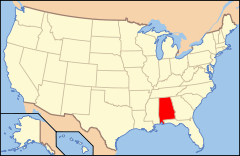 Ubicación de Alabama en Estados Unidos.
