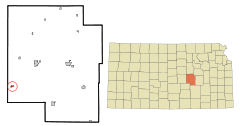Ubicación en el condado de Marion en KansasUbicación de Kansas en EE. UU.