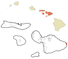 Maui County Hawaii Incorporated and Unincorporated areas Hana Highlighted.svg