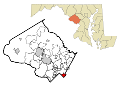 Ubicación en el condado de Montgomery en MarylandUbicación de Maryland en EE. UU.