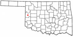 Ubicación en el condado de Roger Mills en OklahomaUbicación de Oklahoma en EE. UU.