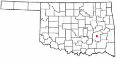 Ubicación en el condado de Pittsburg en OklahomaUbicación de Oklahoma en EE. UU.