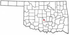 Ubicación en el condado de McClain en OklahomaUbicación de Oklahoma en EE. UU.