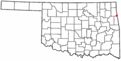Ubicación en el condado de Delaware en OklahomaUbicación de Oklahoma en EE. UU.