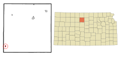 Ubicación en el condado de Osborne en KansasUbicación de Kansas en EE. UU.