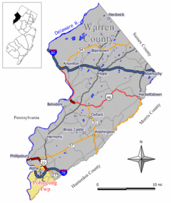 Ubicación en el condado de Warren en Nueva JerseyUbicación de Nueva Jersey en EE. UU.