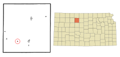 Ubicación en el condado de Rooks en KansasUbicación de Kansas en EE. UU.