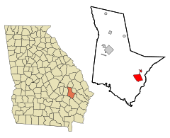 Tattnall County Georgia Incorporated and Unincorporated areas Glennville Highlighted.svg