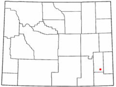 Ubicación en el condado de Platte en Wyoming Ubicación de Wyoming en EE. UU.
