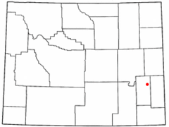 Ubicación en el condado de Platte en Wyoming Ubicación de Wyoming en EE. UU.