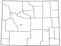 Ubicación en el condado de Fremont en Wyoming Ubicación de Wyoming en EE. UU.