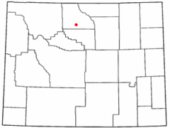 Ubicación en el condado de Big Horn en Wyoming Ubicación de Wyoming en EE. UU.