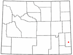 Ubicación en el condado de Goshen en Wyoming Ubicación de Wyoming en EE. UU.