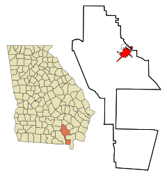 Ware County Georgia Incorporated and Unincorporated areas Waycross Highlighted.svg