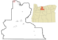 Ubicación en el condado de Wasco en el estado de Oregón Ubicación de Oregón en EE. UU.