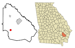 Wayne County Georgia Incorporated and Unincorporated areas Screven Highlighted.svg