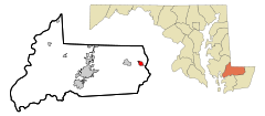 Ubicación en el condado de Wicomico en MarylandUbicación de Maryland en EE. UU.