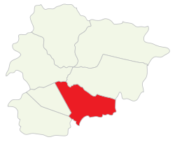Localización de Escaldes-Engordany en Andorra