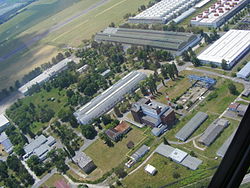 Instalaciones de Aero Vodochody vistas desde el aire.