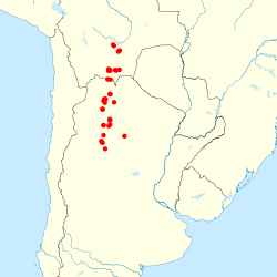 Distribución de Akodon caenosus en Argentina y Bolivia.[1] 