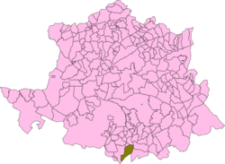 Localización del término municipal de Almoharín en su provincia