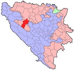 Localización de Mrkonjić Grad en Bosnia y Herzegovina