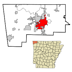 Localización en el Condado de Benton y en el estado de Arkansas