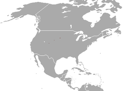 Distribución del Hurón de pies negros. (Tres pequeñas áreas en el territorio Estadounidense).