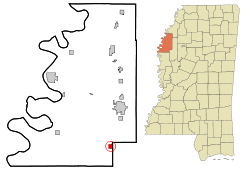 Bolivar County Mississippi Incorporated and Unincorporated areas Shaw Highlighted.svg
