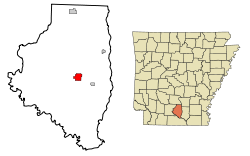 Localización en el condado de Calhoun y en el estado de Arkansas